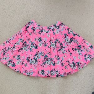 Bright pink floral skirt